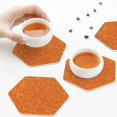thumbnail image 4 of Leather Coasters with Heat-resistant for Drinks, Orange Glitter -标题2 Hexagon, 4 of 5