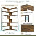 thumbnail image 3 of 7-Tier Corner Bookshelf, Modern Industrial L-Shaped Bookcase with Metal Frame, Large Storage Book Shelf for Living Room Bedroom Office (Brown), 3 of 9