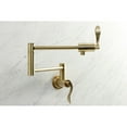 thumbnail image 3 of Kingston Brass KS4107DFL NuWave Two-Handle 1-Hole Wall Mount Pot Filler Faucet in Brushed Brass, 3 of 8