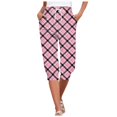 thumbnail image 1 of Ladies Casual Pants Sweatpants Capris Ladies Print Pants Bottom Drawstring Joggers Ladies Summer Pants Pink M, 1 of 4