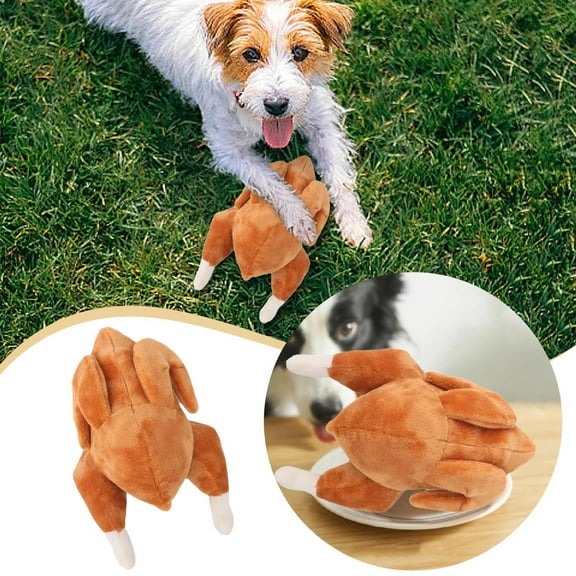 Pet Supplies Chicken Crinkle Plush Dog Toys for Interactive Play, Soft Plush Roasted Chicken Hide & Seek Foraging Game for Small Dogs, Puppy and Senior Indoor Play
