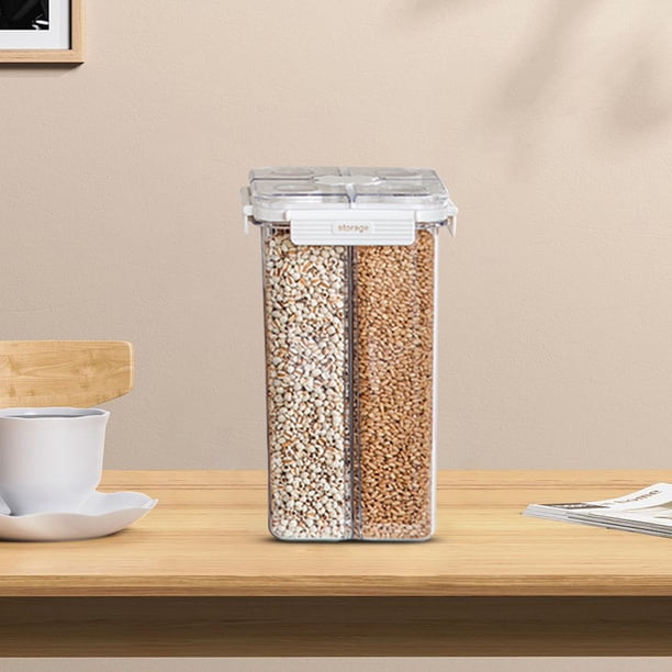 XWSHYW Almacenamiento y Organización de La Cocina. Recipientes de Almacena Cereales, Recipientes de Hermetica Transparente 2,4 L para Almacena Alimentos de Cocina y Tapas y Compartimentos de Granos,