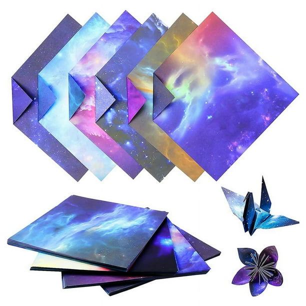 200 Hojas de Papel de con de Estrellas Espaciales de Galaxia, Papel de de Color de Doble Cara para Manualidades (6 X 6 Pulgadas)