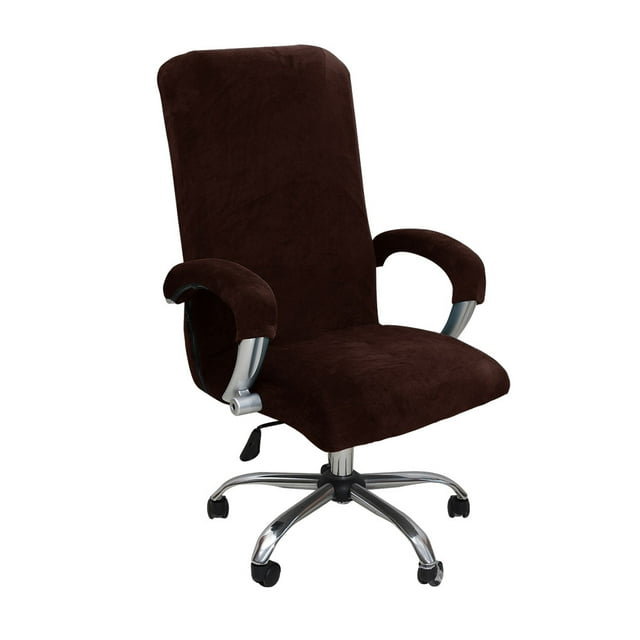 Maytalsory 3piece Chair Cover For Computer Chair Chair Daily Wear And Tear Thickening And Plushing Chair Covers brown XL 1Set