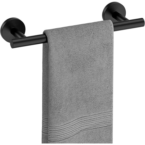 12 Inch Matte Black Towel Bar for Bathroom, Total Length 12-Inch Small Bath Towel Rack Wall Mount, Durable SUS304 Stainless Steel Modern Home Decor Black Towel Holder