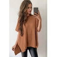 thumbnail image 2 of Women'S Loose Dropped Shoulder Short Sleeve Pullover Sweater Camel M, 2 of 7