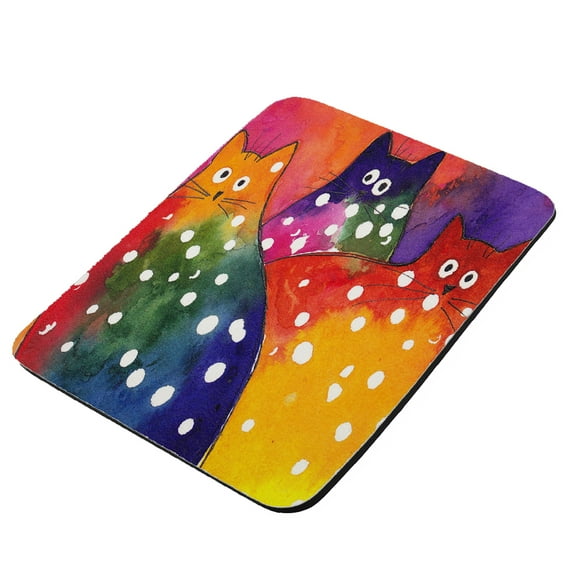Two-Toned Polka-Dot Chunky Kitties Abstract Cat Art by Denise Every - KuzmarK Mousepad / Hot Pad / Trivet