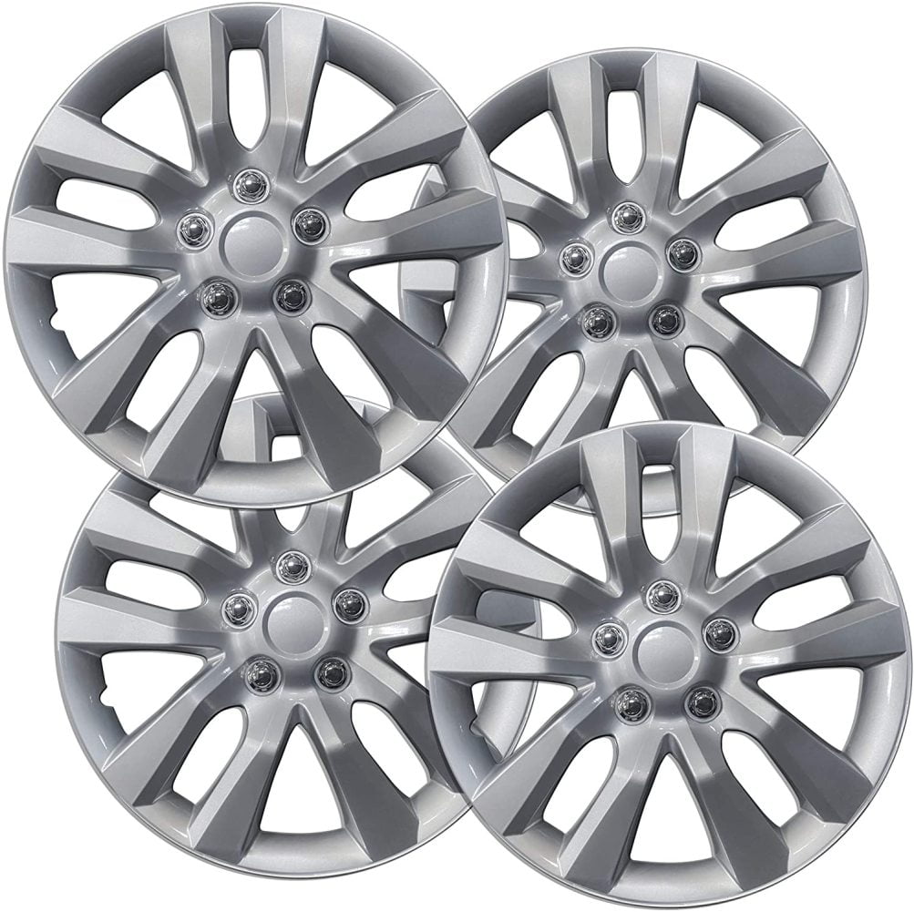Set of 4 Wheel Covers 16in Hub Caps Silver Rim Cover - Car Accessories for 16 inch Wheels - Snap On Hubcap, Auto Tire Replacement Exterior Cap 16 inch Hubcaps Best for 2009-2012 Nissan Altima