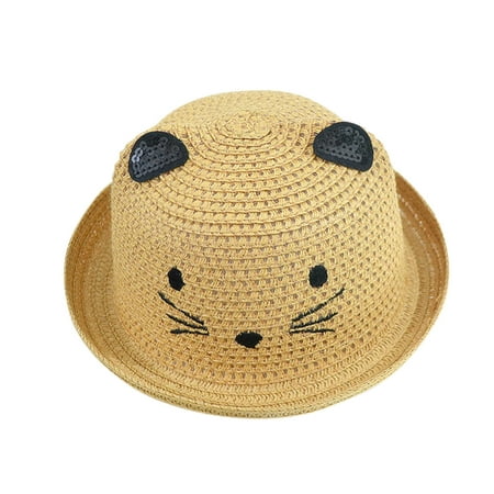 

Relanfenk Baby Hats Summer Children Boys Girls Cartoon Cat Straw Beach Sun Caps Hat