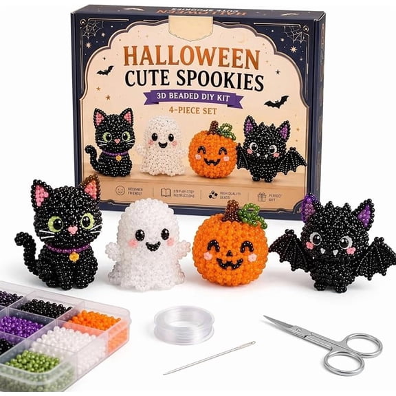Tiny 3D Beaded Animal DIY Kit Charming 4 Pack DIY Animal Beading Craft Set Animals Beading Kit with Colorful Beads Instructions Handmade Art and Craft Creative Gift for Adults Beginners