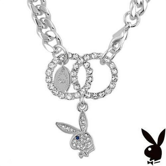 Playboy Bracelet Interlocking Infinity Circles Swarovski Crystal Bunny Charm HTF