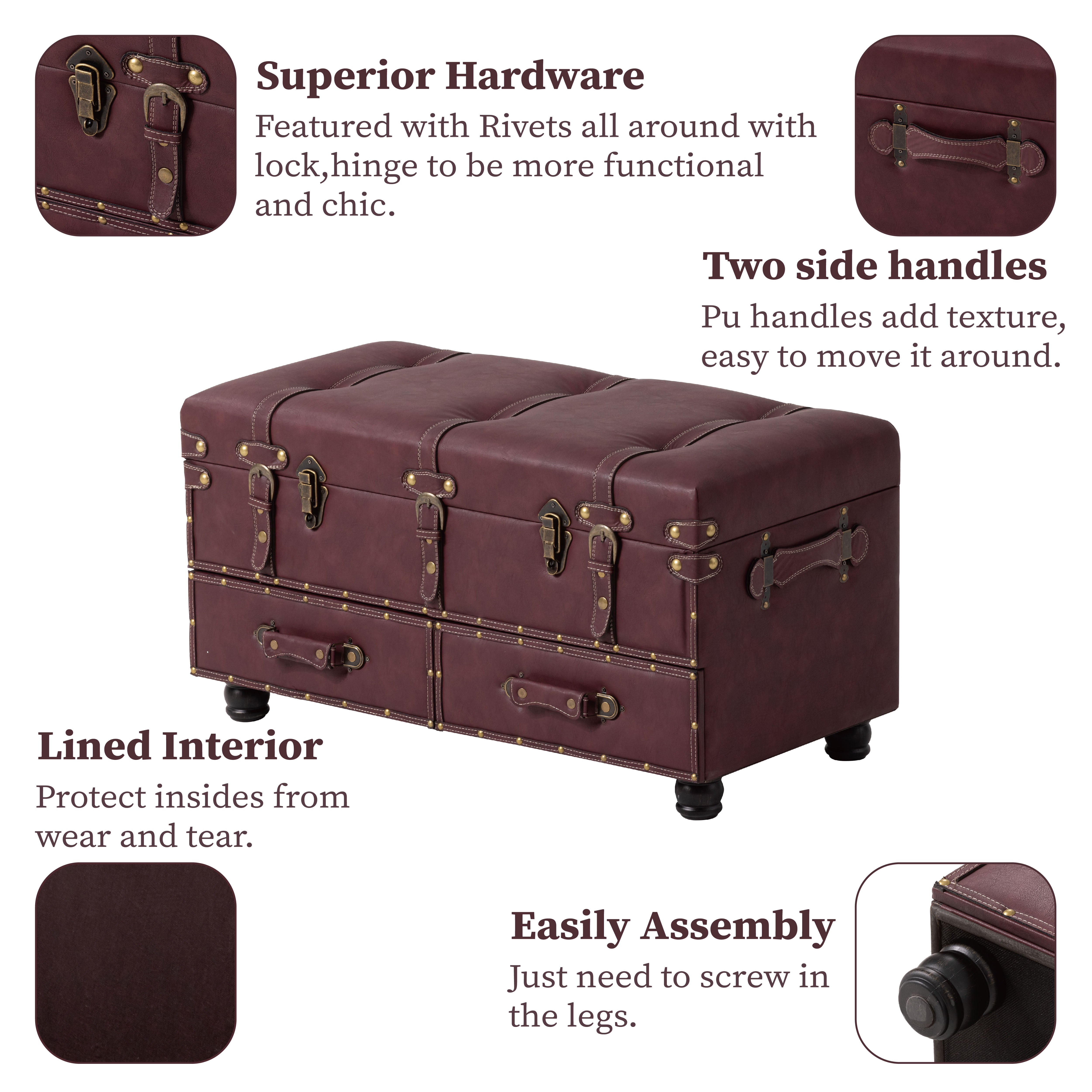 COZAYH Vintage Trunk, Large Wooden Storage Chest with Lock, Cabinet for Home Organizer, Black Brown - Walmart.com COZAYH Vintage Trunk, Large Wooden Storage Chest with Lock, Cabinet for Home Organizer, Black Brown - Walmart.com