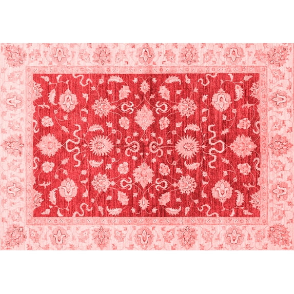 Ahgly Company Machine Washable Indoor Rectangle Oriental Red Traditional Area Rugs, 7' x 9'