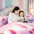 thumbnail image 4 of Manfei Pink Axolotl Full Size Comforter Sets,Watercolor Salamander Print Bedding Comforter Set,Pink Reversible,3pcs,1 Comforter and 2 Pillowcases, 4 of 7