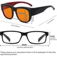 thumbnail image 4 of Anti-Blue Light Blocking Computer Glasses with Amber Lens, Over-Glasses Fit for Sleep Improvement, Black/Red, 4 of 5