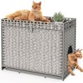 thumbnail image 1 of YITAHOME Cat Litter Box Enclosure with Soft Litter Mat, Hidden Litter Box Furniture Large Handwoven Rattan Cat House with Support Bars for Living Room, Bedroom, Balcony, 1 of 5