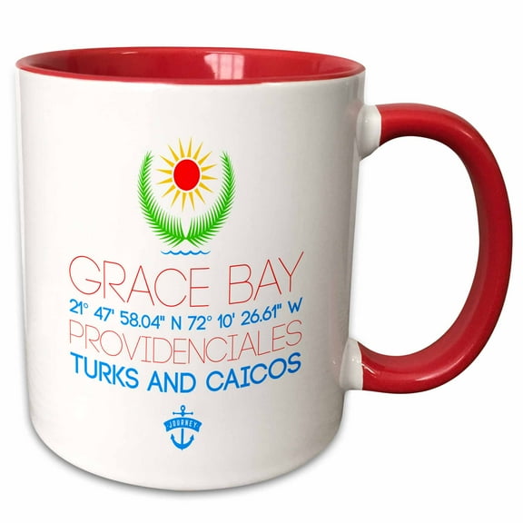 3drose, Grace Bay, Providenciales, Turks and Caicos Islands. Travel Gift, 11oz Two-tone Red Mug