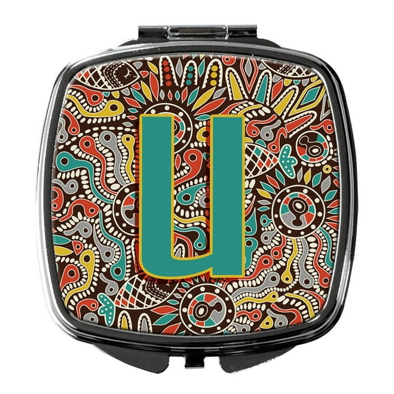 Letter U Retro Tribal Alphabet Initial Compact Mirror