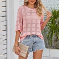 thumbnail image 5 of Pincandy Women's Fashion Summer Tops 3/4 Sleeve Round Neck Tshirts Cute Tunic Loose Fit Pullover Blouses and Basic Tees,Pink,XL, 5 of 5