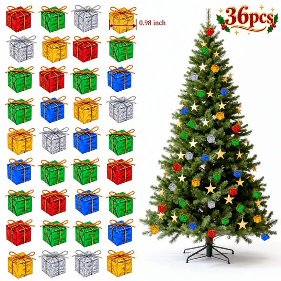 Christmas Tree Small Gift Boxes Hanging Gift Boxes Ornaments for Christmas Party Favors Tree Decorations 36pcs