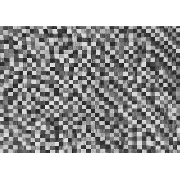 Ahgly Company Indoor Rectangle Checkered Gray Modern Area Rugs, 7' x 9'