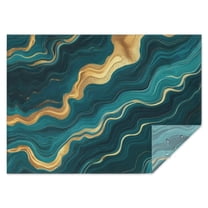 Teal Gold Marble Pattern Rectangle Tablecloth 60"x84",Waterproof Polyester Rectangle Table Cloth, Wipeable Spillproof Polyester Tablecloth for Dining, Camping, Indoor and Outdoor