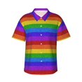 thumbnail image 2 of Picia Colorful Glitter Rainbow Gentle Cotton Regular Fit Short Sleeve Casual Hawaiian Shirt for Men-Small, 2 of 8