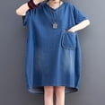 thumbnail image 2 of MuZeFu Women's Denim Casual Summer V-Neck Dress Women's Casual Denim Dress Fashion Leisure Retro Loose Strap Dress, 2 of 9