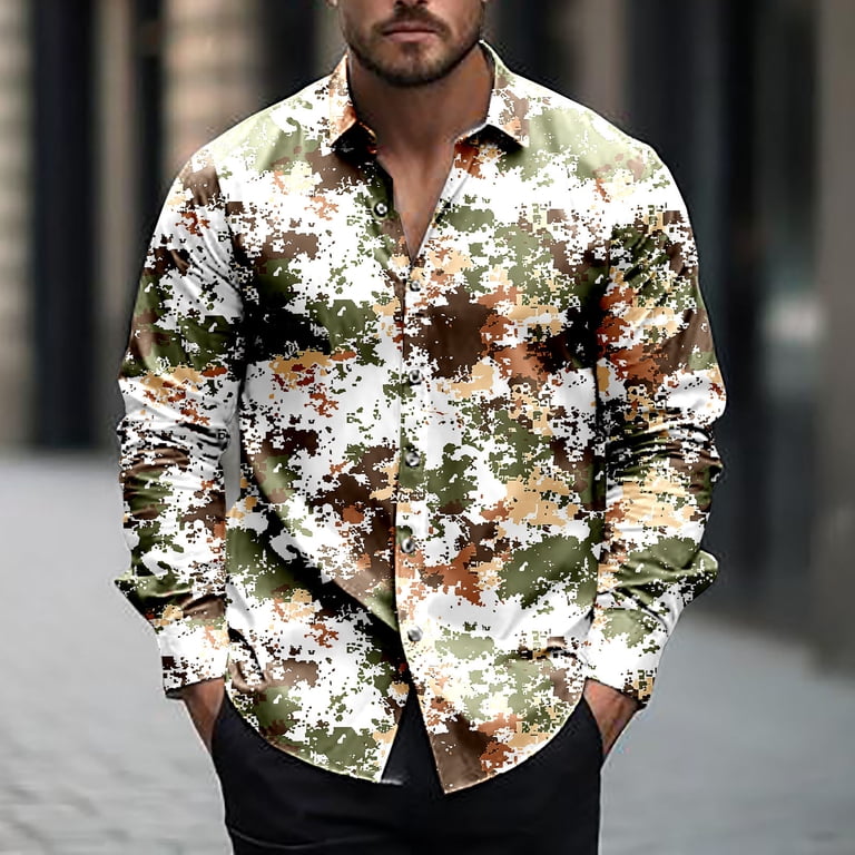 Wyobmus Mens Button Down Shirt Camo Print Stretch Dress Shirt Long Sleeve  Turndown Collar Casual Blouse Shirt H-Camouflage - Walmart.com