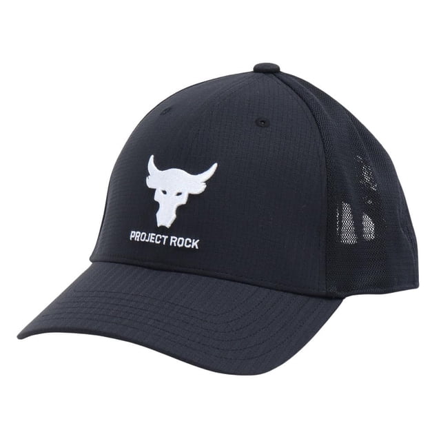 Gorra Trucker Under Armour Project Rock para hombre, color blanco y negro