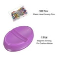 thumbnail image 3 of Uxcell Magnetic Pin Cushion with 100pcs Plastic Head Pins, Magnetic Pins Holder Purple, 3 of 6