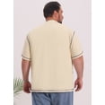 thumbnail image 3 of DARING DIVA Men's Big Tall Contrast Trim Button Down Short Sleeve Shirts 3XL Khaki, 3 of 7