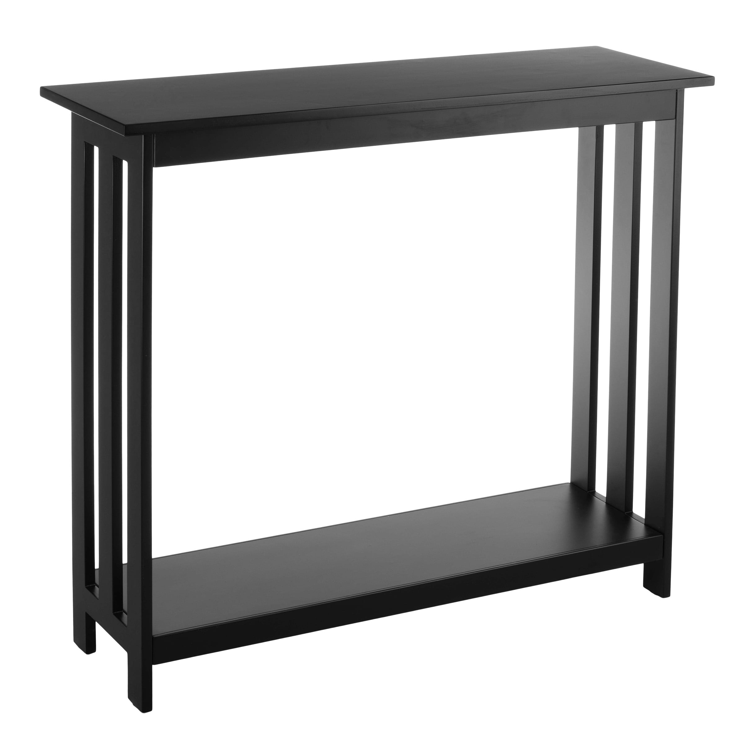 Lavish Home 2-Tier Console Table - 39x11.8in Narrow Entryway Table (Black)
