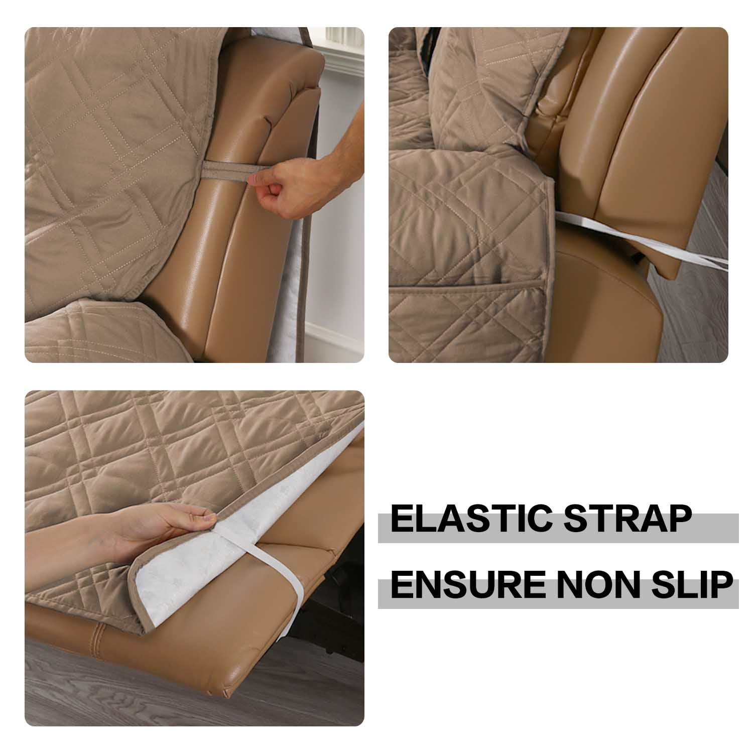 Eurhowing Recliner Sofa Cover for 3-Seater, Waterproof Stretchable Sofa Slipcover, Spill & Stain Resistant Furniture Protector, Brown