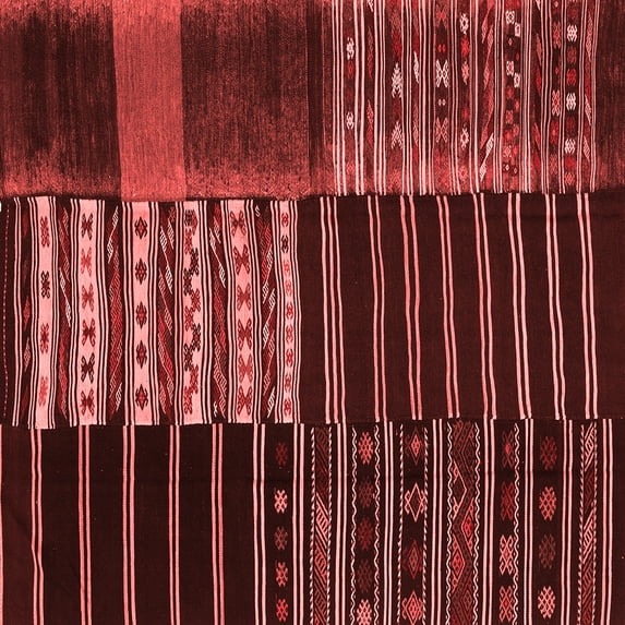 Ahgly Company Indoor Square Patchwork Red Transitional Area Rugs, 4' Square