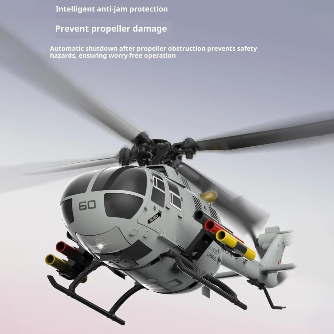 RC-ERA C186S BO105 RC Helicopter 6CH Brushless 2.4GHz Remote Control Aircraft with Optical Flow Positioning, Altitude Hold, 6 Axis Gyro, One Key Takeoff Landing for Adults - 1 Battery