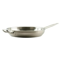 Winco -Grade Stainless Steel Fry Pan with Helper Handle, Natural Finish, 14"