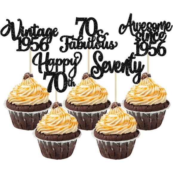 Ephlyn 30 toppers brillantes para cupcakes de 70.º cumpleaños