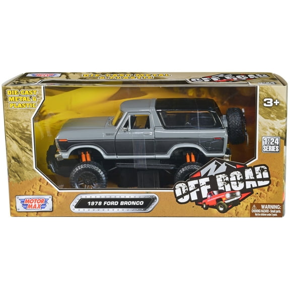 1978 Ford Bronco Custom Gray and Black "Off Road" Series 1/24 Diecast Model Car by Motormax