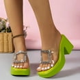 thumbnail image 2 of Dakaela Platform Heels for Women Fashion Comfort Slip on Square Toe Heel Sandals Slide Shoes, 2 of 7