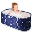 thumbnail image 7 of WETS 47 inch Portable Folding Bathtub for Adult, Extra Large Foldable Bathtub with Plastic Frame, Hot & Cold Soaking Bathtub, Family SPA Soaking Tub for Shower for kids adult (Starry Blue), 7 of 7