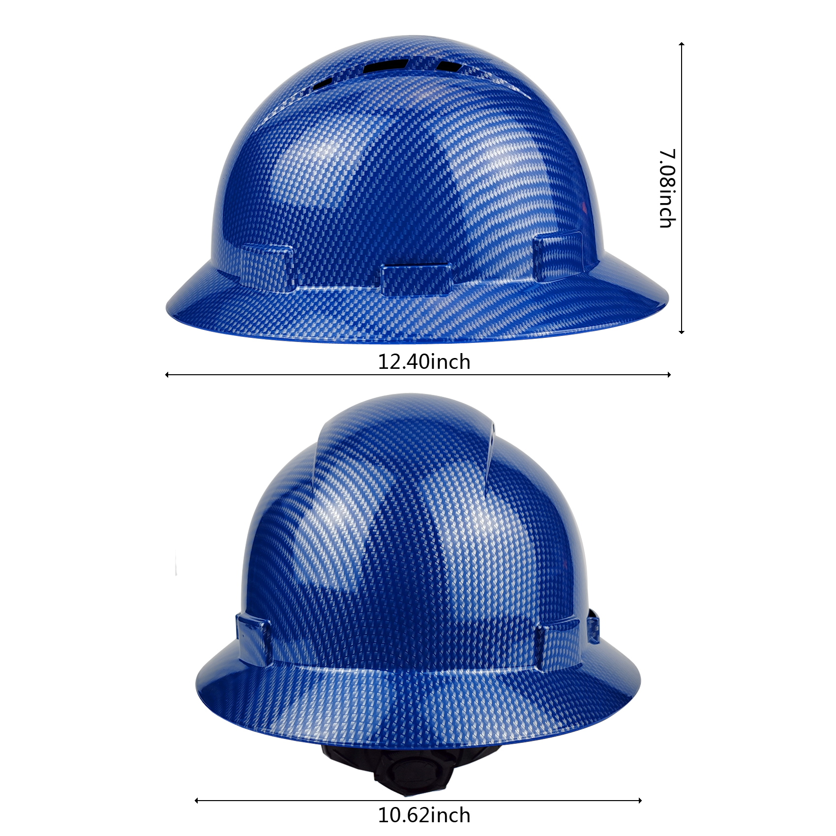 Full Brim Hard Hat - OSHA Safety Helmet Durable Lightweight Carbon Fiber Hard Hat, 6-Point Ratchet Suspension Protective Gear for Men and Women