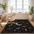 thumbnail image 3 of Design&I 8'x10' Washable Area Rug Sleek Flatweave Pet Friendly Black Orange Enchanted Nighttime Celestial Design Elegant Rectangular Display for King Size Bedroom, Under Bed, 3 of 7