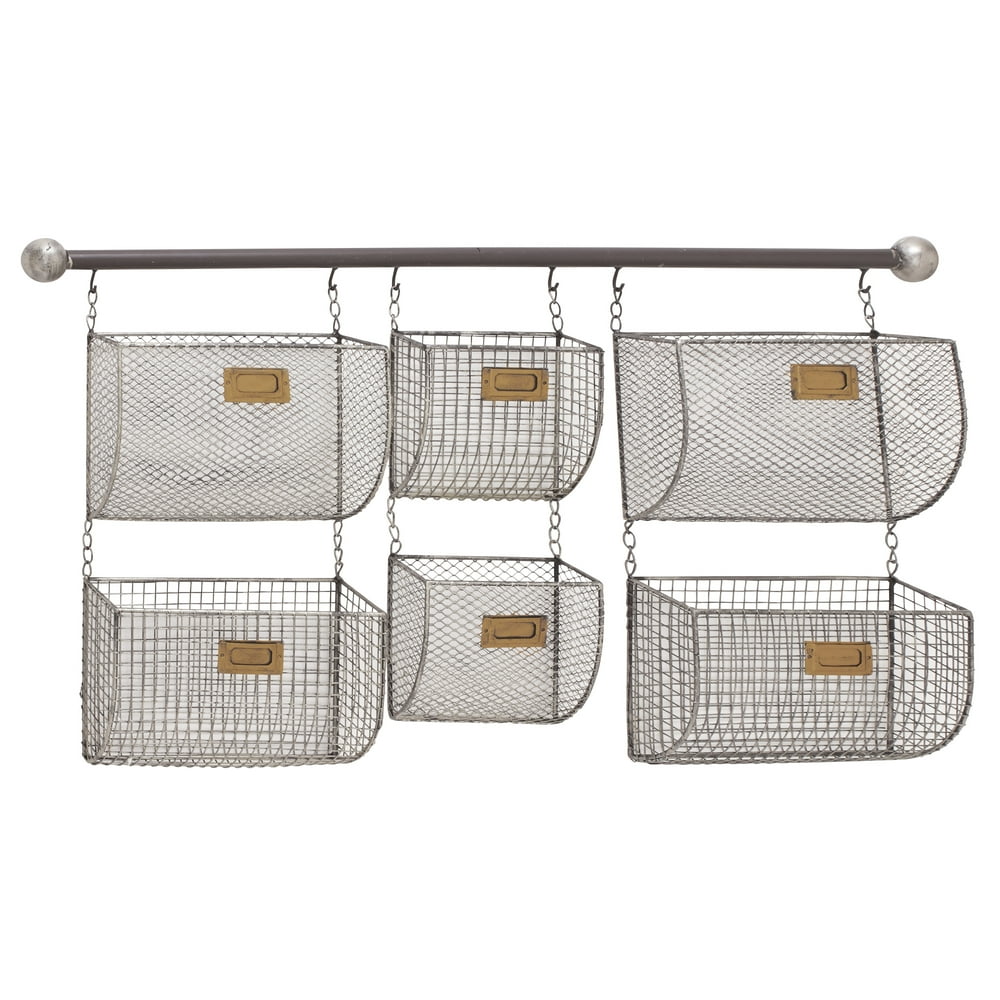 Unique And Contemporary Inspired Style Metal Wall Basket Home Décor