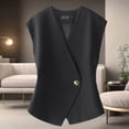 thumbnail image 2 of Women's Solid Color Sleeveless Temperament Vest Casual Office Waistcoat Comfy Breathable Work Summer Holiday Outfits | CSEONE,Black L, 2 of 6