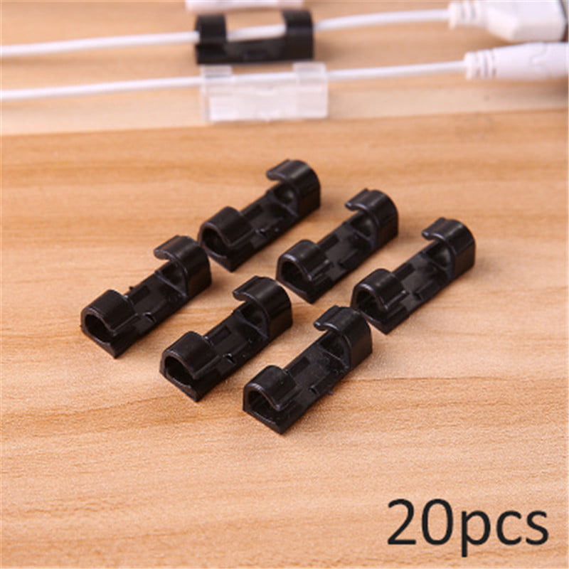 Details about   20Pcs Self Stick Wire Cable Cord Clips Clamp Table Wall Tidy Organizer Holder 