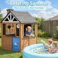 thumbnail image 4 of Sunnyfree Outdoor Playhouse for Kids, Wooden Playhouse with Doorbell, Phone, and Kitchen Toys, Ages 3 to 8, 4 of 11