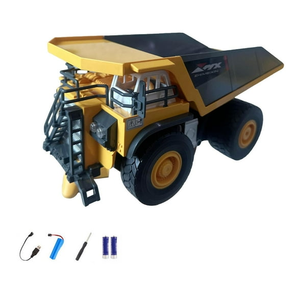 Camión volquete RC,Camión volquete de control remoto de 9 canales RC,Vehículo de construcción RC para niños con luz y sonido,Camión de basura eléctrico de juguete para niños y
