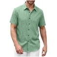 thumbnail image 2 of Blusa y camisa de manga corta con cuello vuelto para hombre, color liso, informal, holgada, con botones, de poliéster, 2 of 8