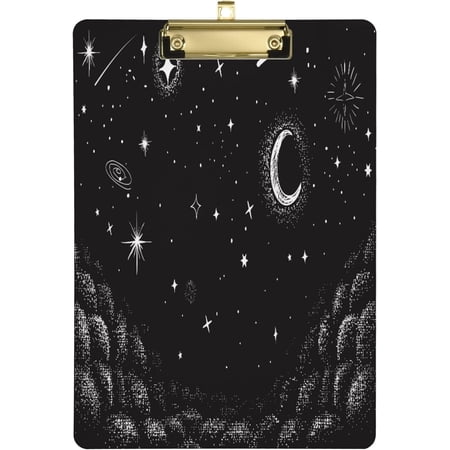 ZHANZZK MoonStars in The Dark Starry Sky Clipboard Hardboard Wood Nursing Clip Board and Pull for Standard A4 Letter 13x9 inches